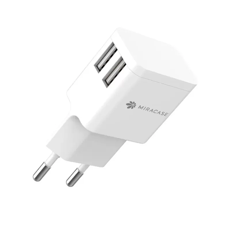 מטען קיר Miracase UNIVERSAL 2.4A 2USB MWC244 5V צבע לבן מטען קיר Miracase UNIVERSAL 2.4A 2USB MWC244 5V צבע לבן