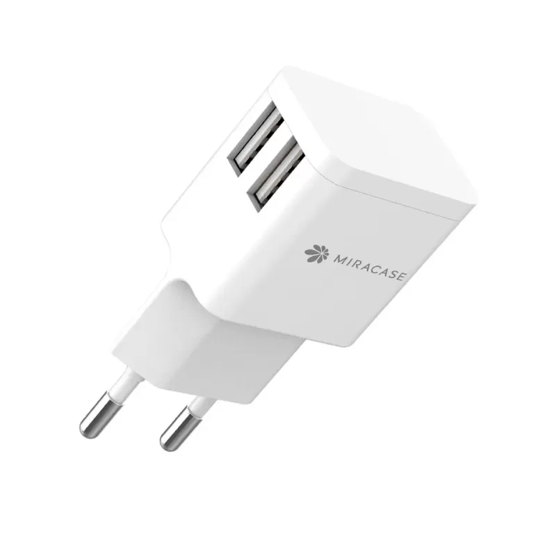 מטען קיר Miracase UNIVERSAL 2.4A 2USB MWC244 5V צבע לבן מטען קיר Miracase UNIVERSAL 2.4A 2USB MWC244 5V צבע לבן