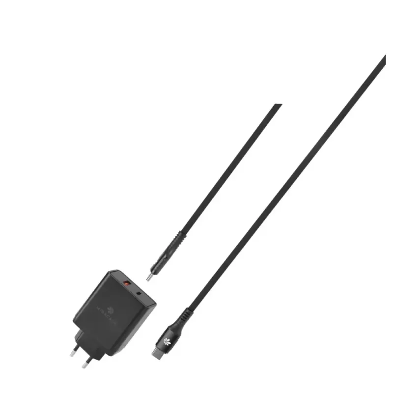 Fast Charger Miracase FAST PD3.0 65W | QC3.0 30W With Type-C to Type-C 100W Cable MWC65PQ Color:black Fast Charger Miracase FAST PD3.0 65W | QC3.0 30W With Type-C to Type-C 100W Cable MWC65PQ Color:black