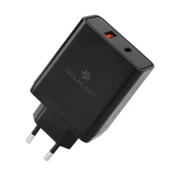 מטען מהיר Miracase FAST PD3.0 65W | QC3.0 30W With Type-C to Type-C 100W Cable MWC65PQ צבע שחור