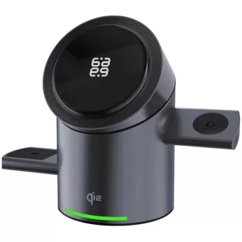 Wireless charger 3 -1 PureGear Qi2 3-in-1 Magnetic Charging Station black Wireless charger 3 -1 PureGear Qi2 3-in-1 Magnetic Charging Station black