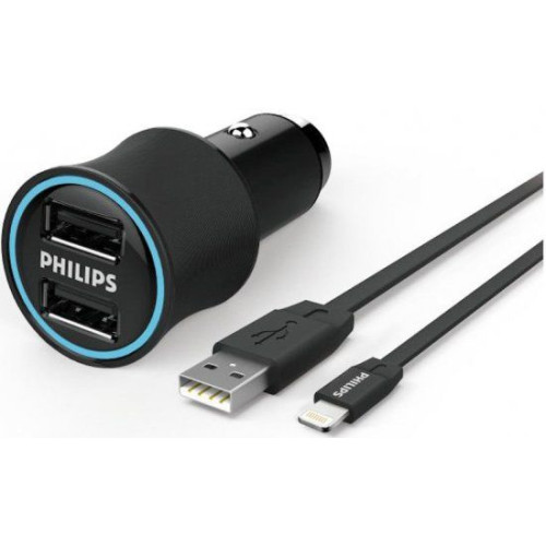 Автомобильное Зарядное Устройство Philips USB Car Charger 3.1A + MFI Cable..