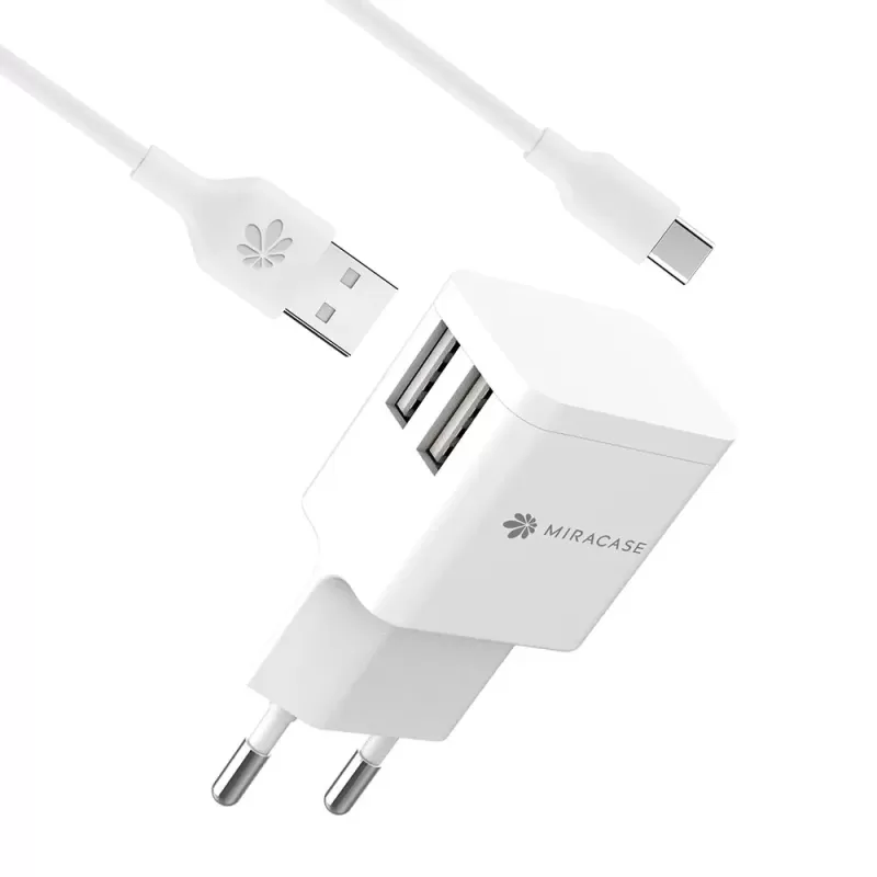 Настенное Зарядное Устройство Miracase UNIVERSAL 2.4A 1.2M 2USB MWC244 With