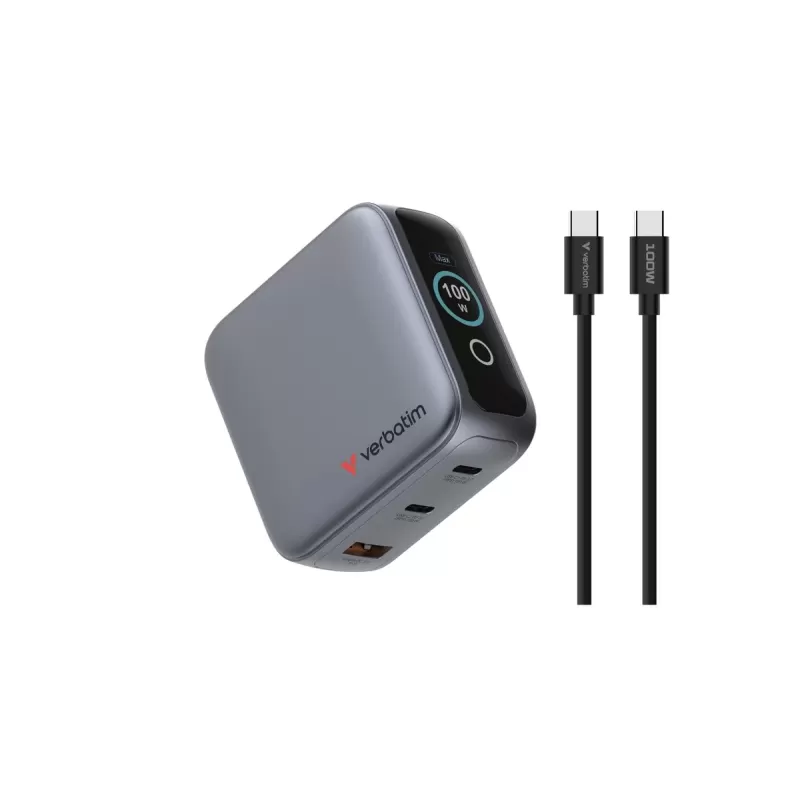 Зарядное устройство Verbatim Mini GaN Charger 100W with Display 30239