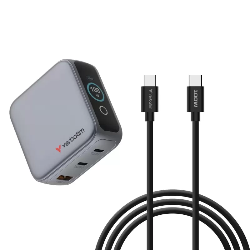 Зарядное устройство Verbatim Mini GaN Charger 100W with Display 30239