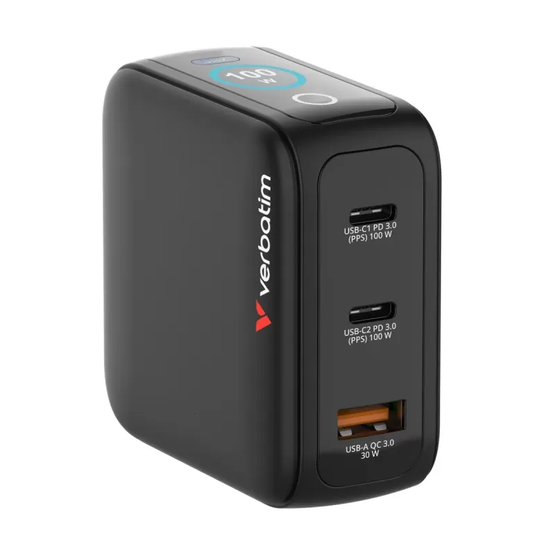Зарядное устройство Verbatim Mini GaN Charger 100W with Display 30239