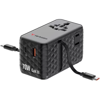 Адаптер универсальный Verbatim Charge 'n' Travel 70W GaN III black 30186