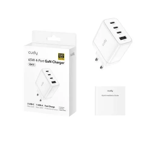 Зарядное устройство CUDY 65W 4-Port GaN Charger CH70 CH70_EU