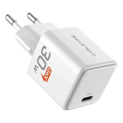 Fast wall charger CABLETIME 30W GaN PD3.0 USB-C Compact white GA30W.. Fast wall charger CABLETIME 30W GaN PD3.0 USB-C Compact white GA30W..
