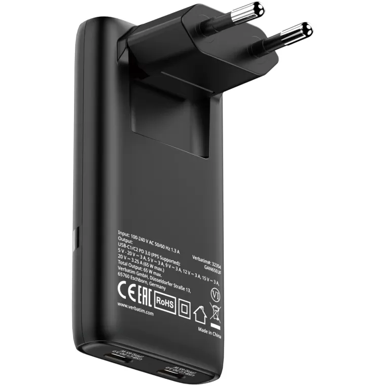 Charger Verbatim Fold 'n' Go GaN Charger 65W 32354