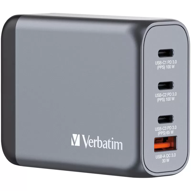 Зарядное устройство Verbatim GaN Charger 100W 32202 Цвет:серый Зарядное устройство Verbatim GaN Charger 100W 32202 Цвет:серый