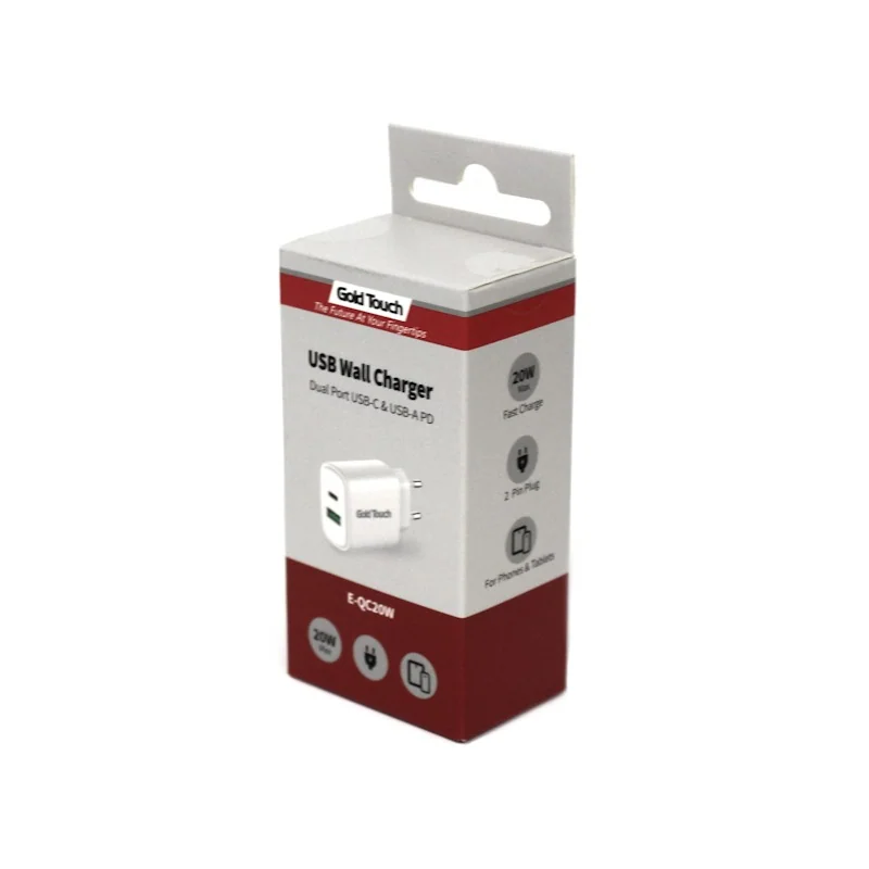 מטען Gold Touch USB Wall Charger Dual Port PD 20W E-QC20W צבע לבן