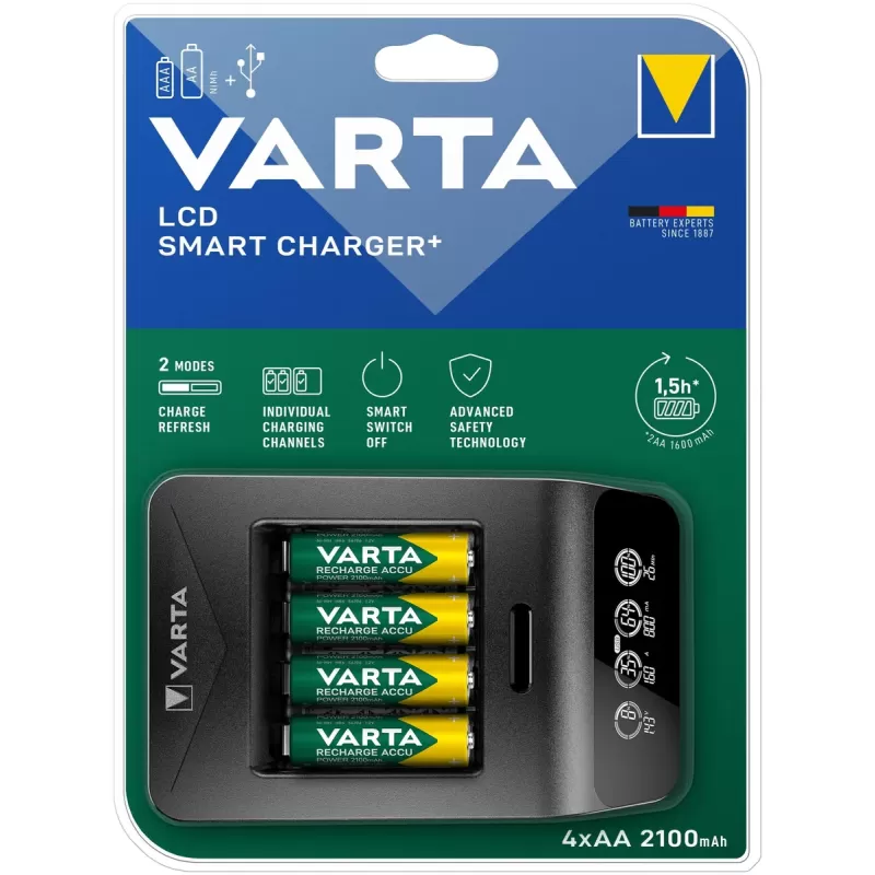 Charger Batteries VARTA LCD Smart Charger+ 4xAA 2100mAh 57684101441 Color:black
