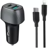 מטען מהיר לרכב Silver Line PD25W+QC18W + Lightning to Type-C Cable צבע שחור