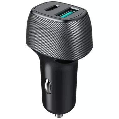 מטען מהיר לרכב Silver Line PD25W+QC18W + Lightning to Type-C Cable צבע שחור