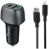 מטען מהיר לרכב Silver Line PD25W+QC18W + Lightning to Type-C Cable צבע שחור
