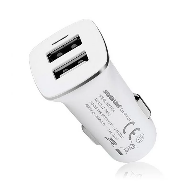 Car Charger Silver Line DC12-24V 5V Color:white