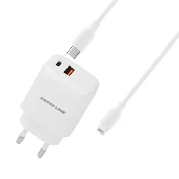 Настенное Зарядное Устройство Silver Line SWC25PQ USB lightning Wall Charger +