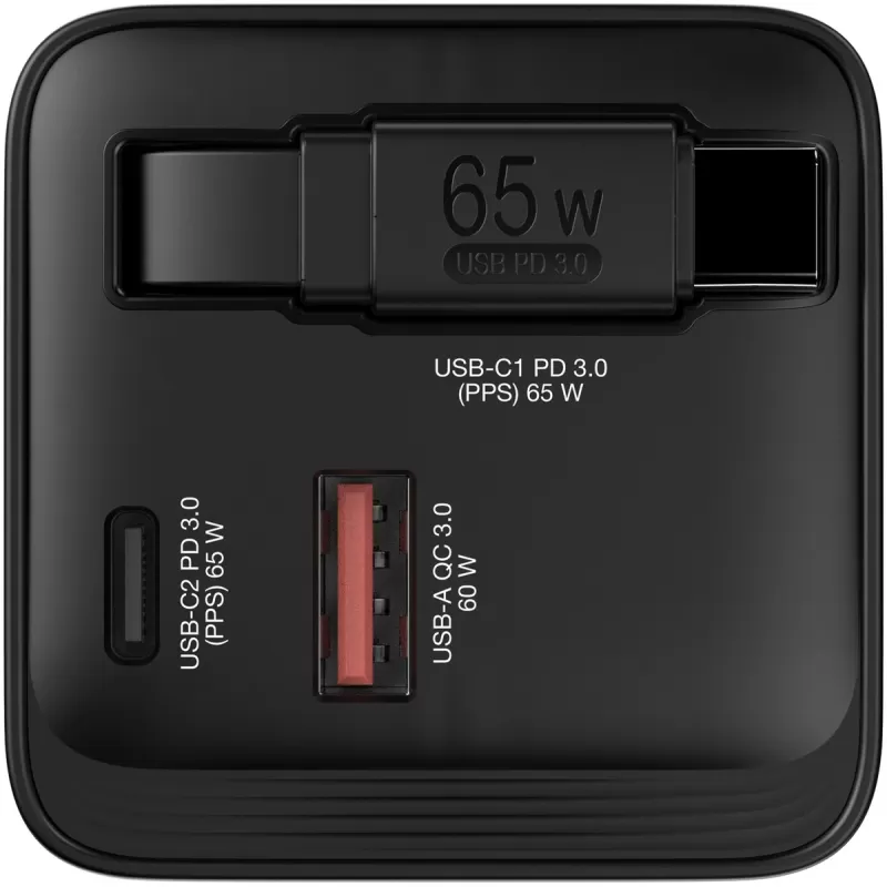 Зарядное устройство Verbatim GaN Wall Charger 65W 2-Port with Retractable Cable 32217 Цвет:чёрный Зарядное устройство Verbatim GaN Wall Charger 65W 2-Port with Retractable Cable 32217 Цвет:чёрный