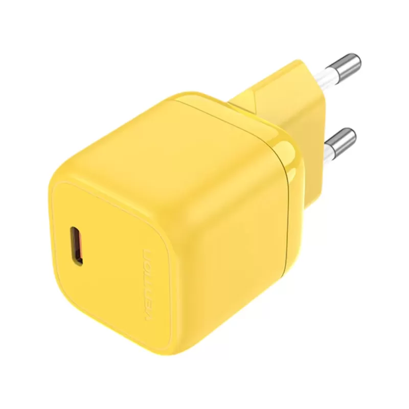 מטען קיר מהיר Vention 30W USB-C GaN Charger צהוב FAKY0-EU