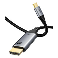 כבל CABLETIME USB-C to DP 8K/60Hz 2m שחור CC21L צבע שחור, אפור כבל CABLETIME USB-C to DP 8K/60Hz 2m שחור CC21L צבע שחור, אפור