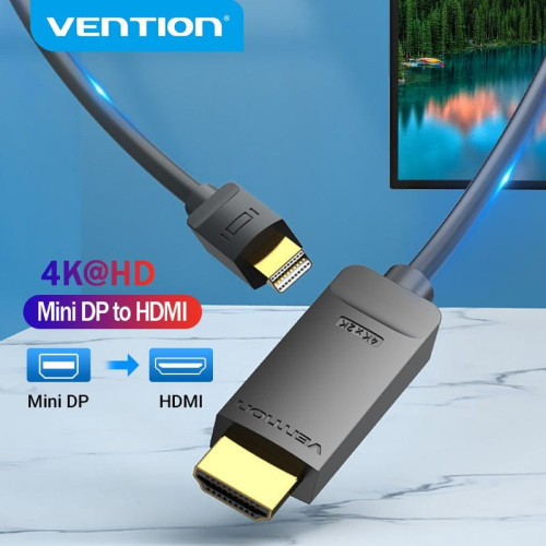 הזמנה מוקדמת (צפי 64 יום): כבל Vention mini DP 1.2 to HDMI 1.4 4K 2m HAHBH