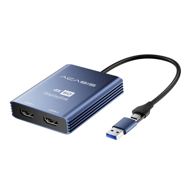 Screen Adapter ACASIS USB-C/A to 2x HDMI 4K/60Hz DisplayLink SW-2202 Color:blue