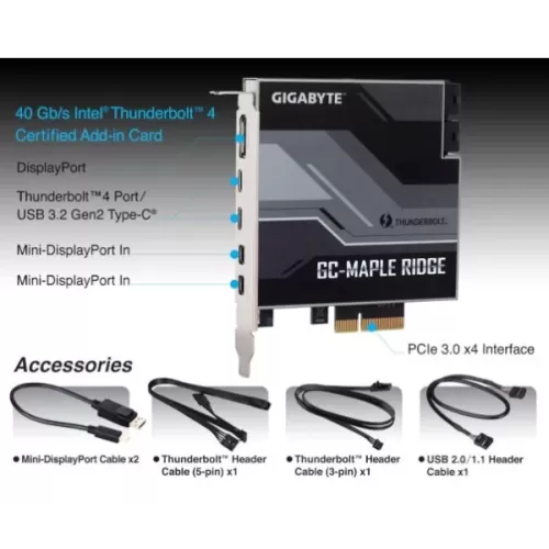 כרטיס הרחבה Thunderbolt Gigabyte PCIe 3.0 x4 to Intel Thunderbolt 4 GC-MAPLE RIDGE - יבואן רשמי כרטיס הרחבה Thunderbolt Gigabyte PCIe 3.0 x4 to Intel Thunderbolt 4 GC-MAPLE RIDGE - יבואן רשמי