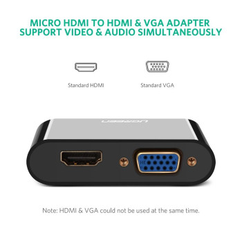 מתאם UGREEN Micro HDMI to HDMI/VGA M115 30355