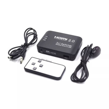 מתאם למסך Gold Touch HQ HDMI2.0 Switch 3Ports With RC 4K Ultra HD HDR