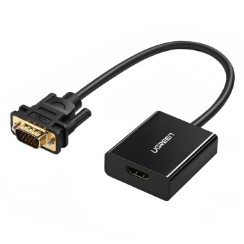 מתאם UGREEN HDMI Female to VGA Male with 3.5mm and micro USB 20694