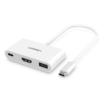 מתאם למסך UGREEN USB-C to HDMI | USB-A | USB-C PD 0.15m 30377 צבע לבן מתאם למסך UGREEN USB-C to HDMI | USB-A | USB-C PD 0.15m 30377 צבע לבן