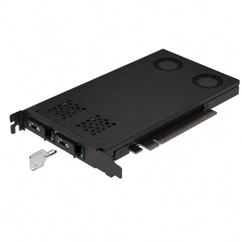 Expansion Card IPPON M.2 SSDx2 Gen4 with FANx2 PCIe Backplane Cage IPPGP-102M2-BR