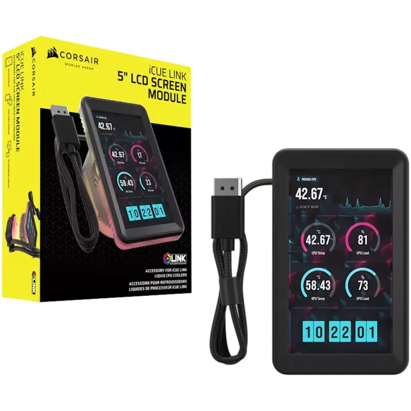 Аксессуар жидкостного охлаждения Corsair iCUE LINK LCD Screen Module 5" Black CW-9061043-WW Аксессуар жидкостного охлаждения Corsair iCUE LINK LCD Screen Module 5" Black CW-9061043-WW