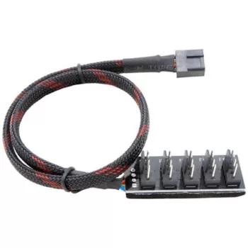 מפצל מאווררים Hankpower Fan Hub 5 in 1 PWM 4Pin Splitter צבע שחור