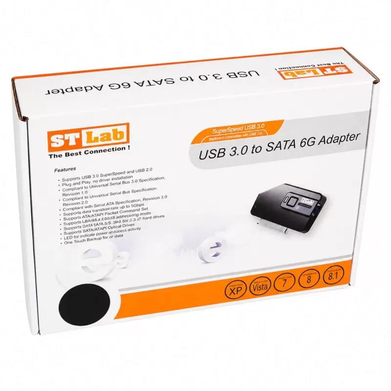 מתאם דיסק קשיח St-Lab USB 3.0 to SATA3 Adapter with One Touch Backup U-960 צבע שחור
