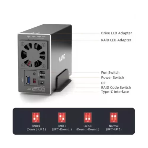 External box for hard drive Maiwo HDD 3.5 DUAL BAY USB3.2 RAID K35272U3 External box for hard drive Maiwo HDD 3.5 DUAL BAY USB3.2 RAID K35272U3