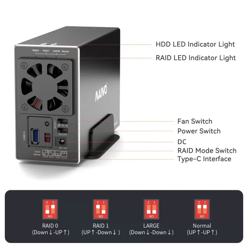 External box for hard drive Maiwo HDD 3.5 DUAL BAY USB3.2 RAID K35272U3 External box for hard drive Maiwo HDD 3.5 DUAL BAY USB3.2 RAID K35272U3