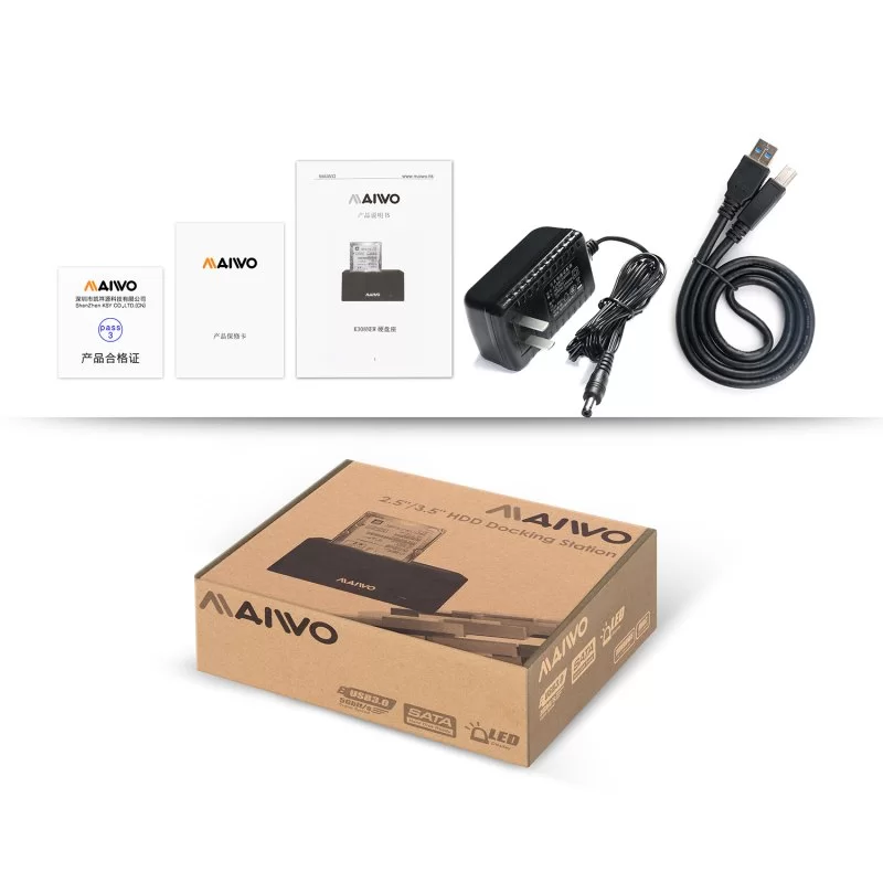 תחנת עגינה Maiwo 1-BAY USB3 3.5″/2.5″ DOCKING STATION K308 צבע שחור תחנת עגינה Maiwo 1-BAY USB3 3.5″/2.5″ DOCKING STATION K308 צבע שחור