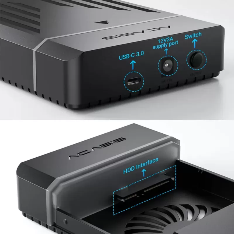 Hard Disk Enclosure ACASIS USB-C 3.0 to 3.5" SATA3 HDD/SSD Enclosure EC-5351C Color:black