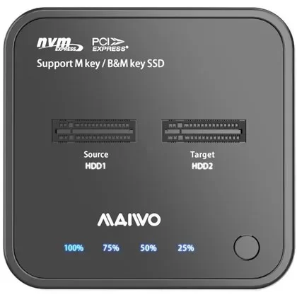 Adapter Maiwo K3016P Dual-Bay USB 3.2 Gen2 Type-C to M.2 NVMe K3016P