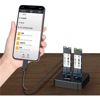 Adapter Maiwo K3016P Dual-Bay USB 3.2 Gen2 Type-C to M.2 NVMe K3016P