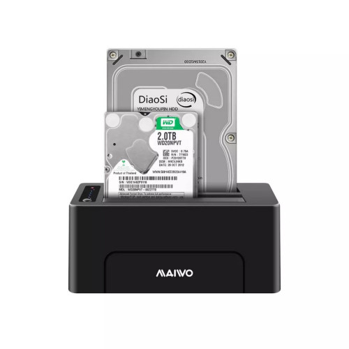 תחנת עגינה Maiwo Dual Bays Hard Drive Docking Station K3082 צבע שחור