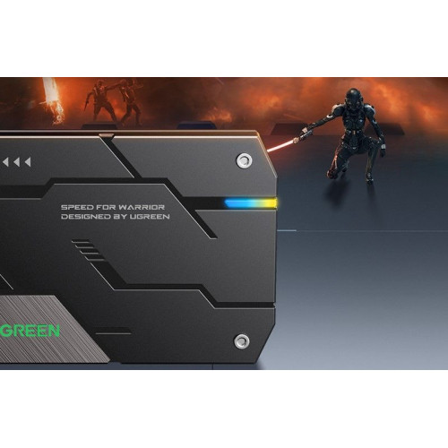 קופסא חיצונית לדיסק UGREEN USB-C/A to SSD/HDD 2.5" SATA 7/9.5mm Gaming RGB 60615