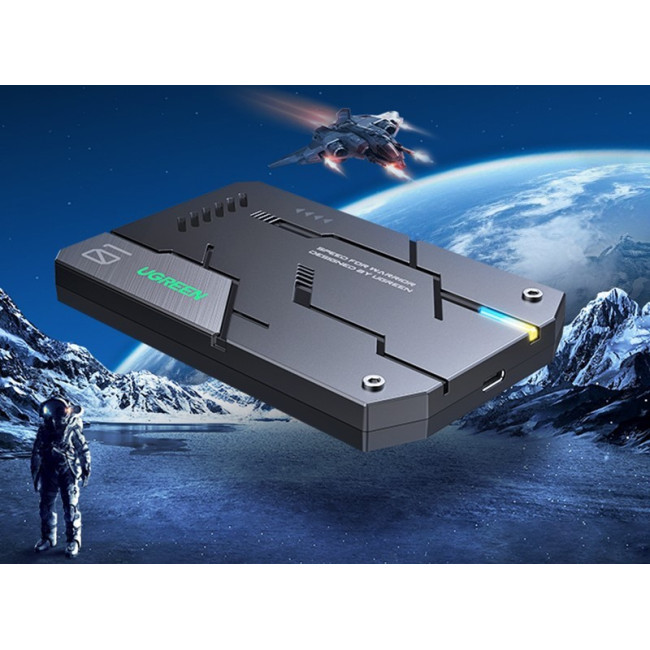 Адаптер UGREEN USB-C/A to SSD/HDD 2.5" SATA 7/9.5mm Gaming RGB Enclosure 60615