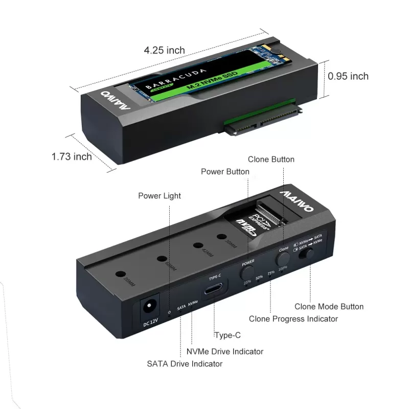 מתאם Maiwo USB-C SATA Duplicator Enclosure K10635N מתאם Maiwo USB-C SATA Duplicator Enclosure K10635N