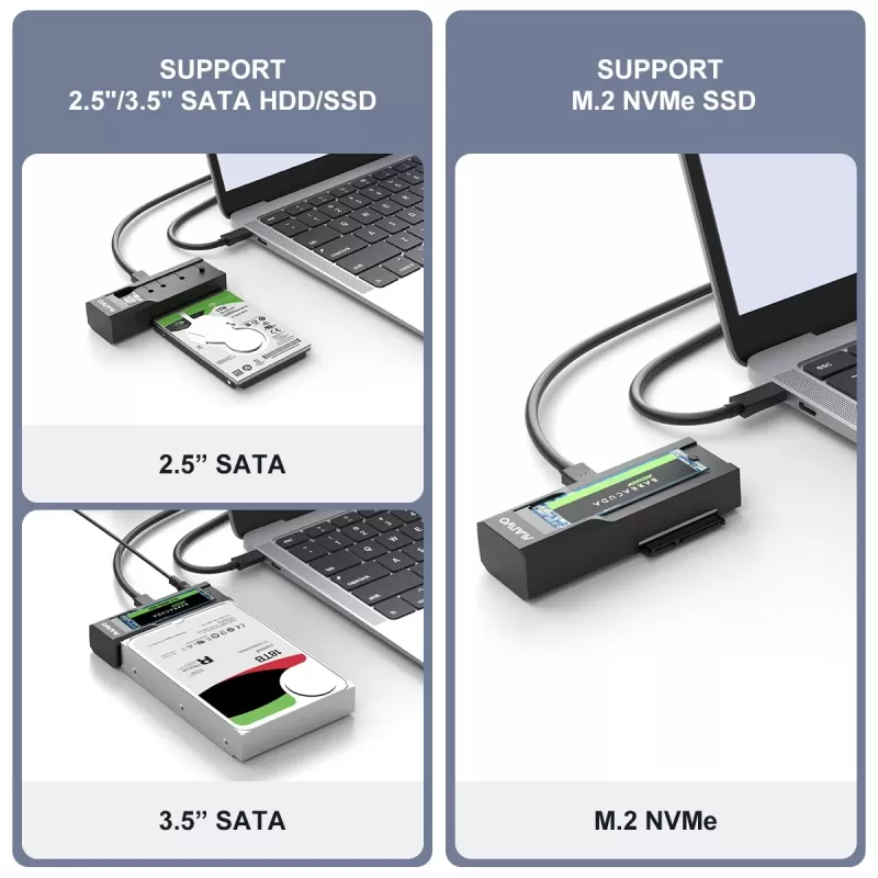 מתאם Maiwo USB-C SATA Duplicator Enclosure K10635N מתאם Maiwo USB-C SATA Duplicator Enclosure K10635N