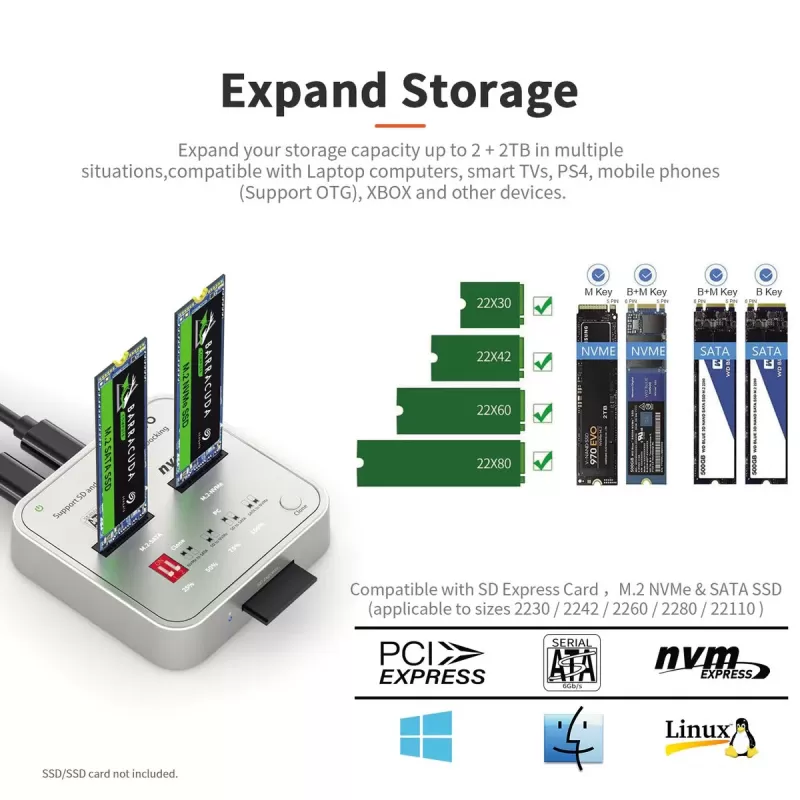 Maiwo K3016CL M.2 SATA/NVMe Docking Station 10Gbps K3016CL