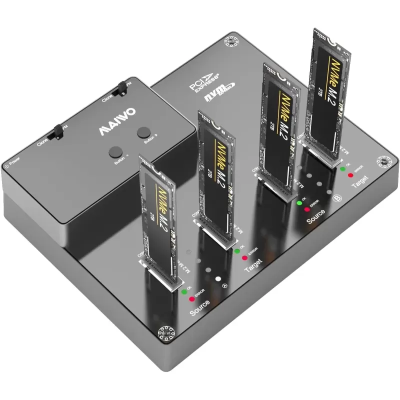 תחנת עגינה ומשכפל דיסקים Maiwo M.2 NVMe Duplicator 4 Bay K3015P2 צבע שחור