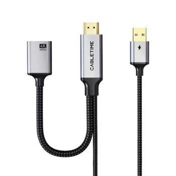 כבל CABLETIME HDMI to DP (F) 0.2m with USB-C Power Cable CP51B